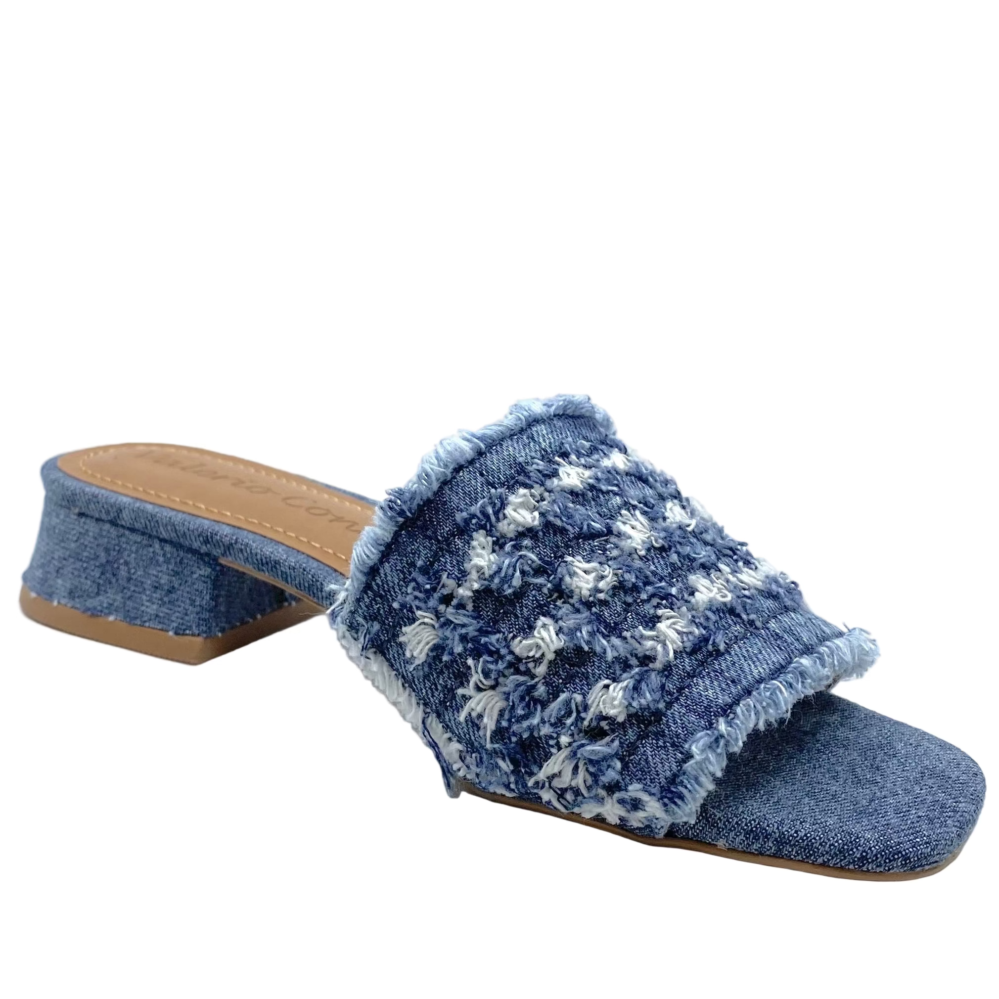 Valerio Conte VC455068 Fringed Denim Mules Marino