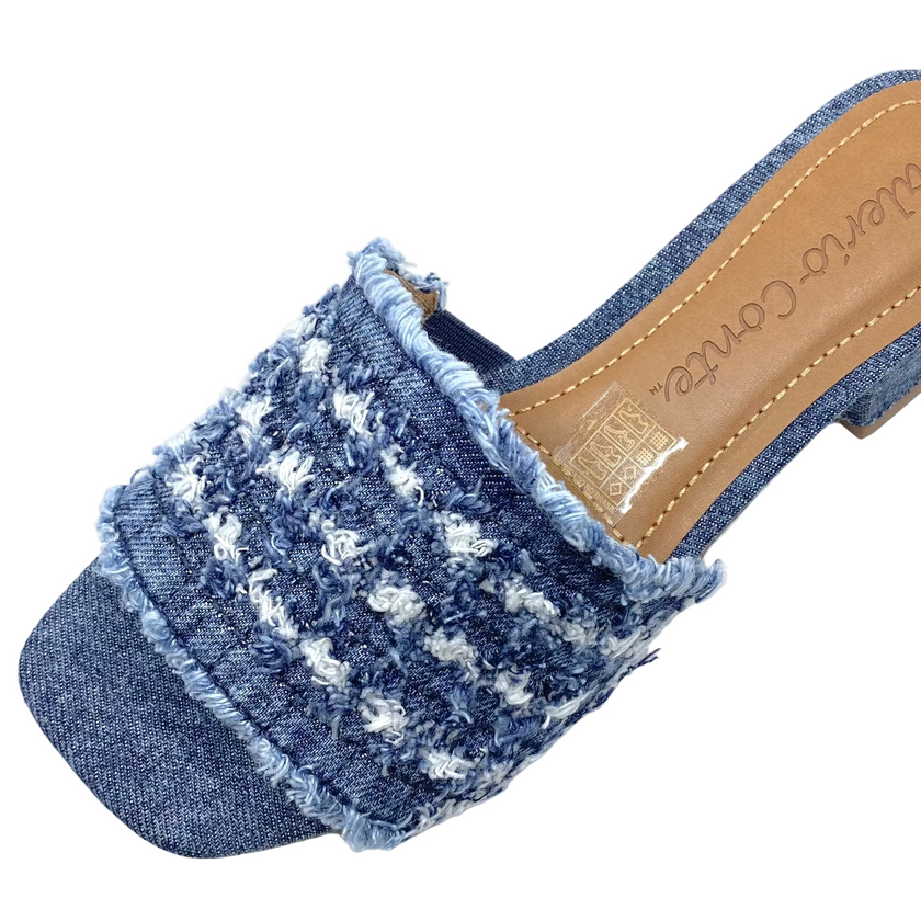 Valerio Conte VC455068 Fringed Denim Mules Marino
