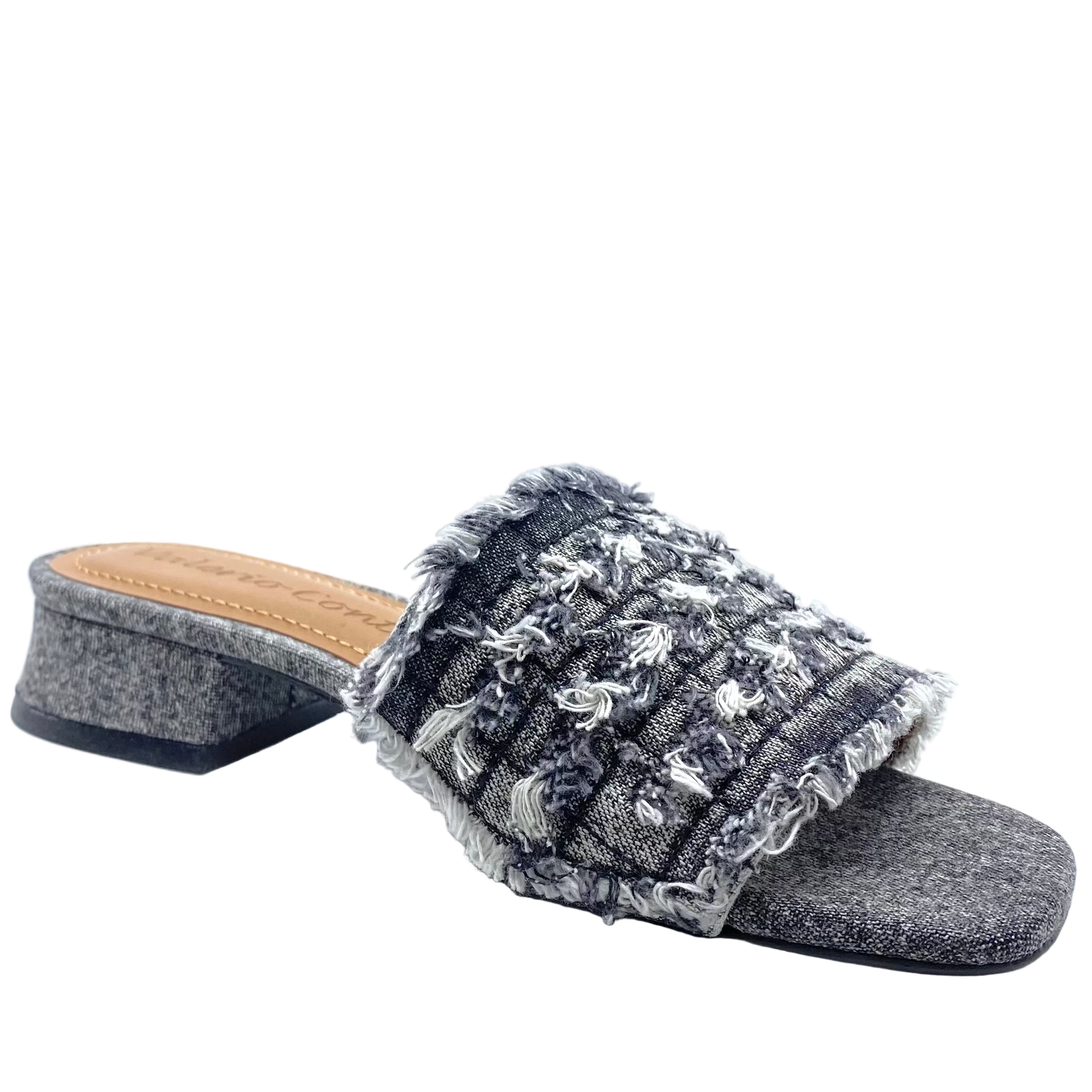 Valerio Conte VC455068 Fringed Denim Mules Preto