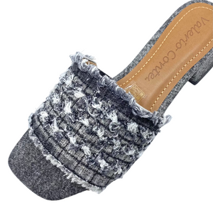 Valerio Conte VC455068 Fringed Denim Mules Preto