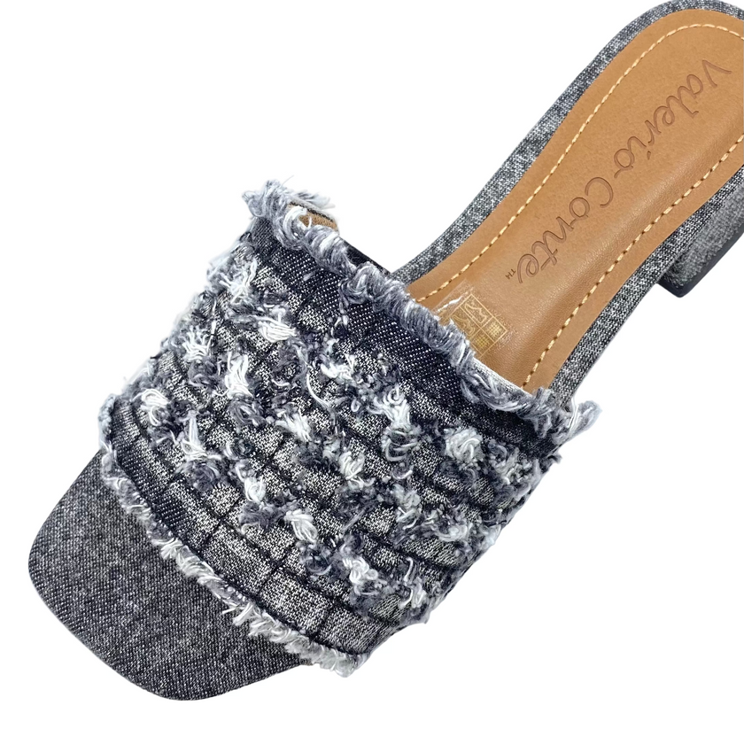 Valerio Conte VC455068 Fringed Denim Mules Preto