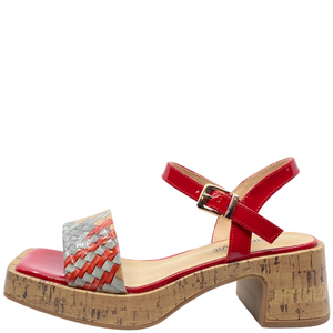 Alfie & Evie Jezza Red Weave Leather Heels