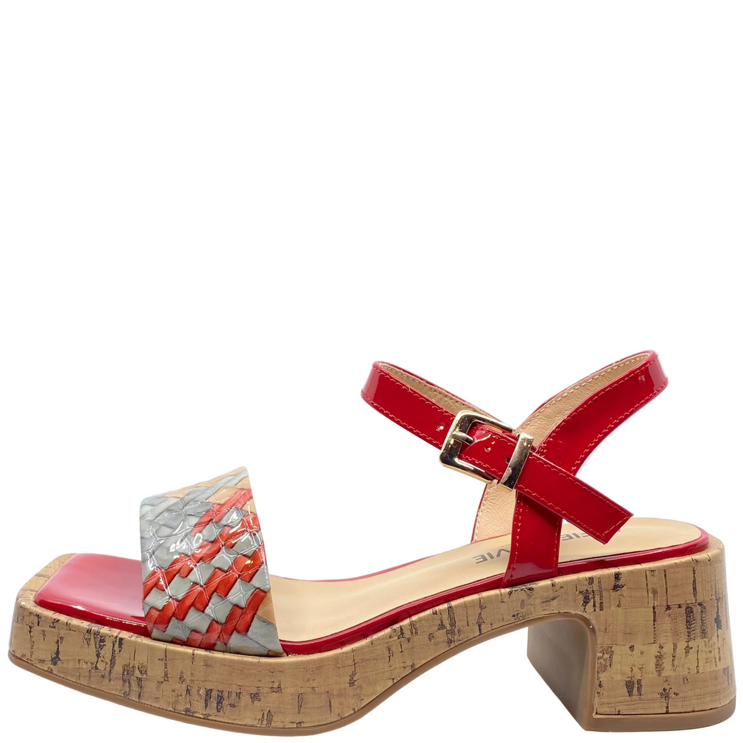 Alfie & Evie Jezza Red Weave Leather Heels