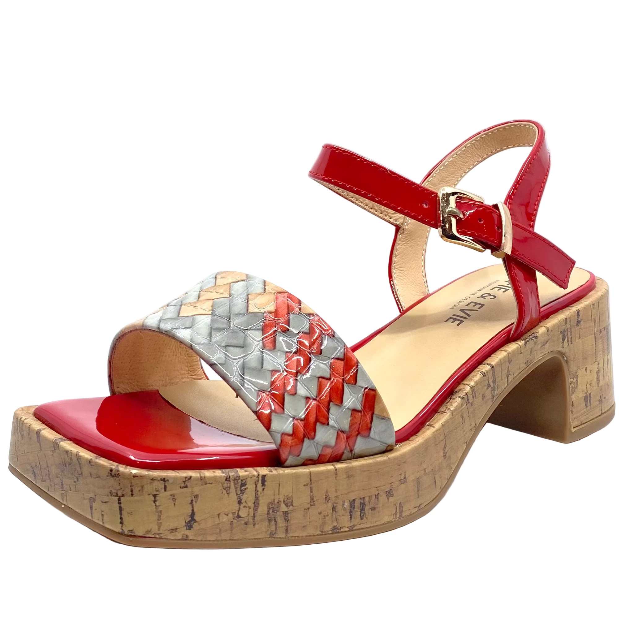 Alfie & Evie Jezza Red Weave Leather Heels