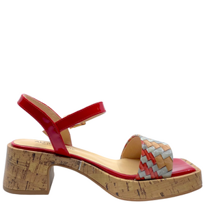 Alfie & Evie Jezza Red Weave Leather Heels