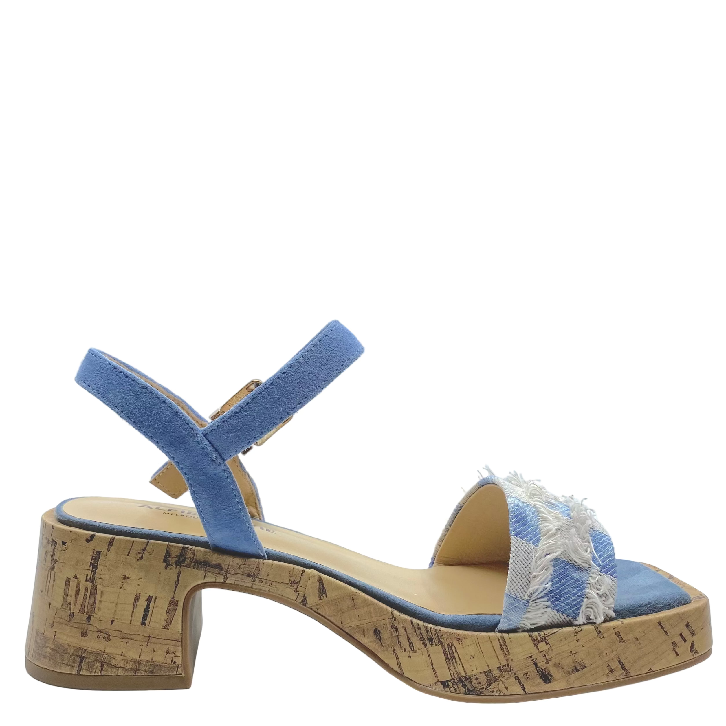 Alfie & Evie Jezza Blue Suede Fabric Heels