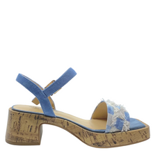 Load image into Gallery viewer, Alfie &amp; Evie Jezza Blue Suede Fabric Heels
