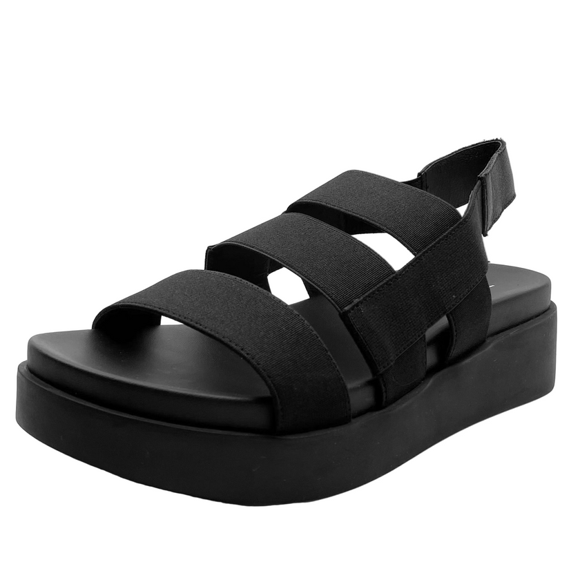 Top End Darion Black Elastic Leather Sandals