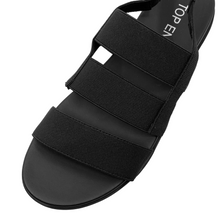 Load image into Gallery viewer, Top End Darion Black Elastic Leather Sandals
