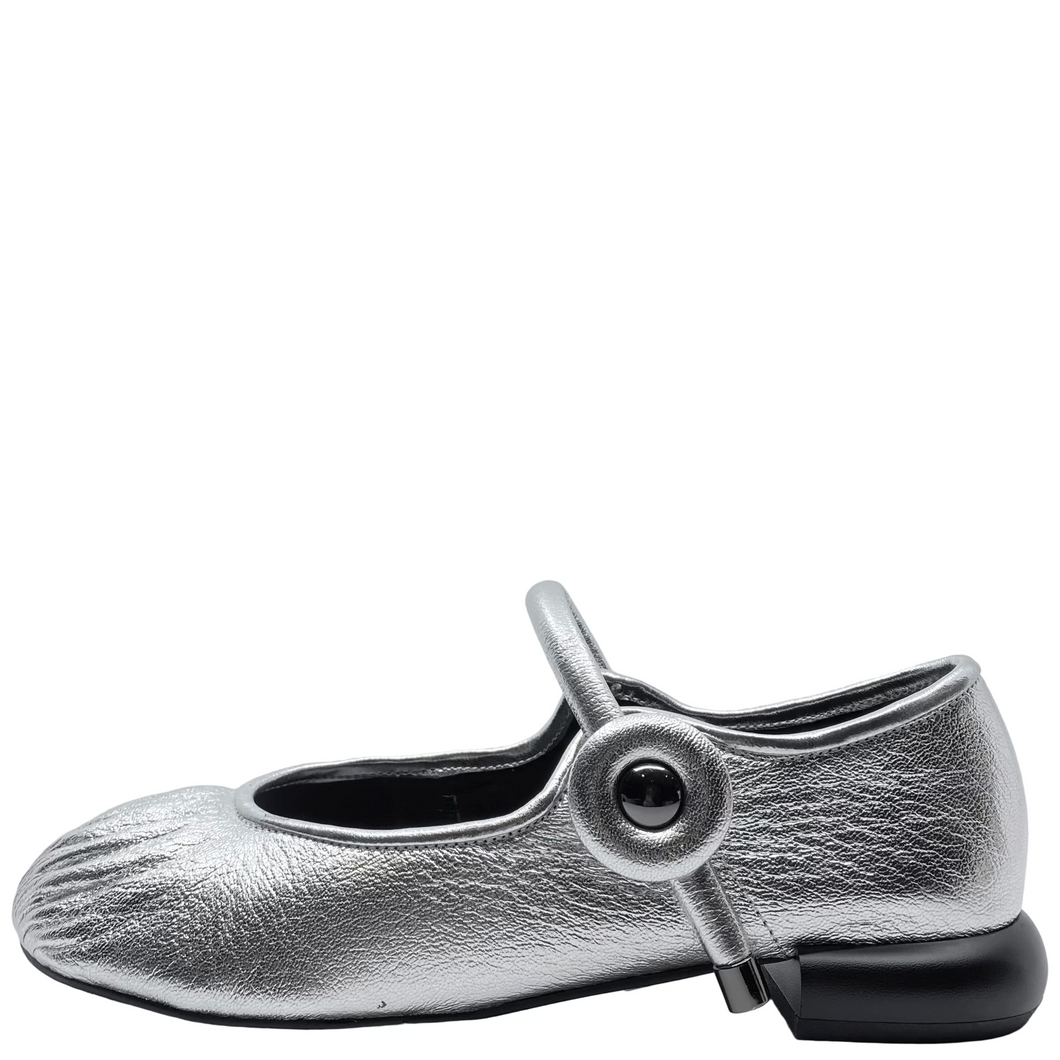 Alfie & Evie Opus Silver Leather Ballet Flats