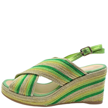 Load image into Gallery viewer, Django &amp; Juliette Patrizio Wedge Heels Lime Multi
