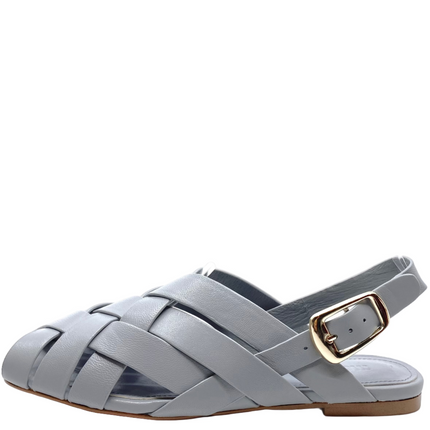 Mollini Brassy Fisherman Sandal Steel Leather