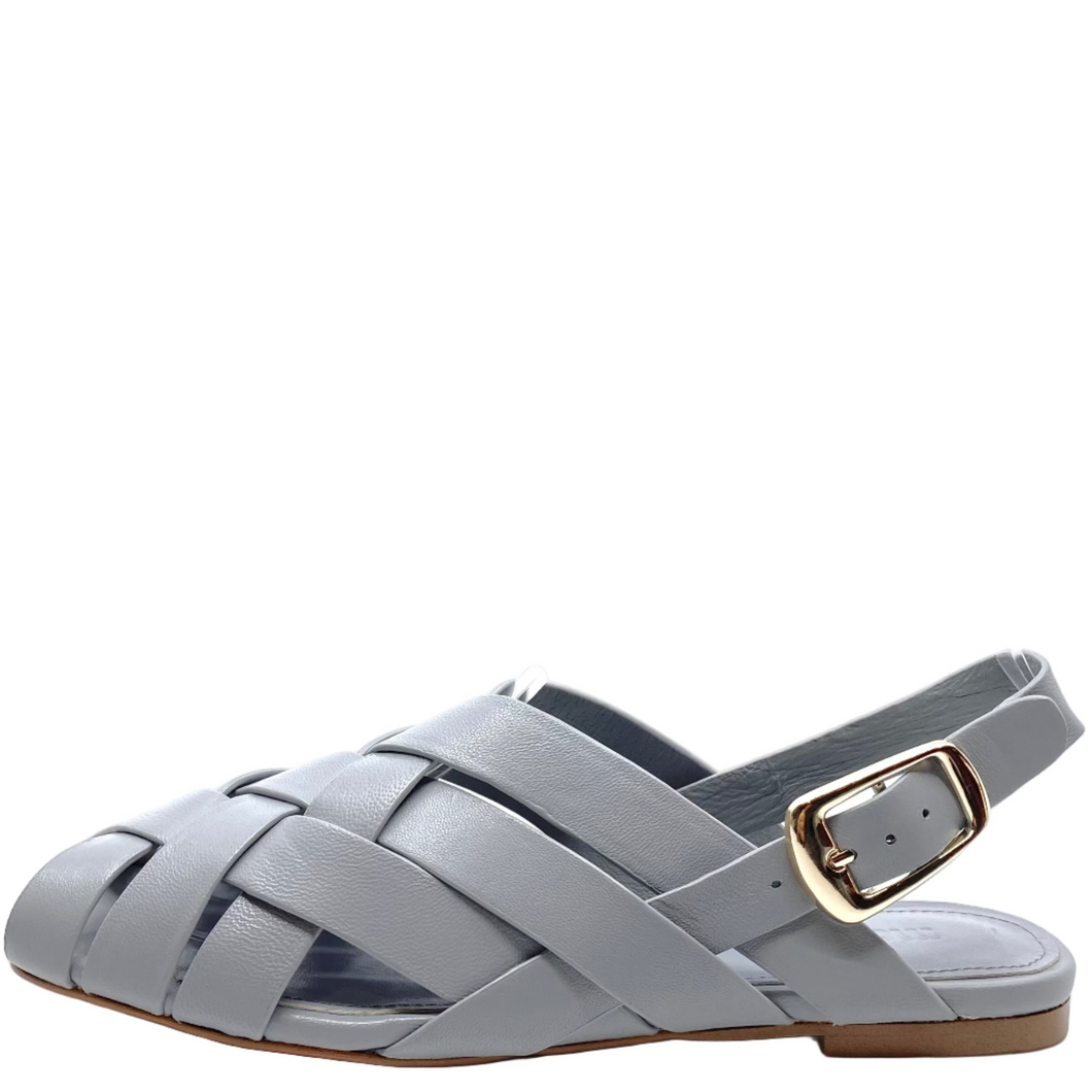 Mollini Brassy Fisherman Sandal Steel Leather