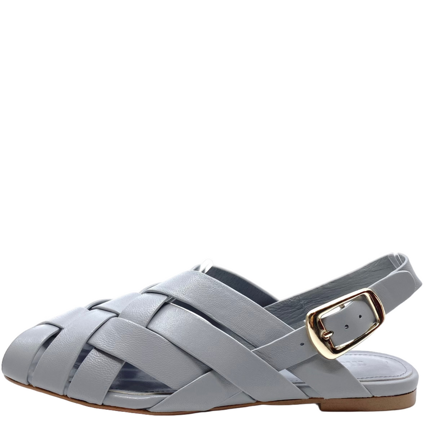 Mollini Brassy Fisherman Sandal Steel Leather