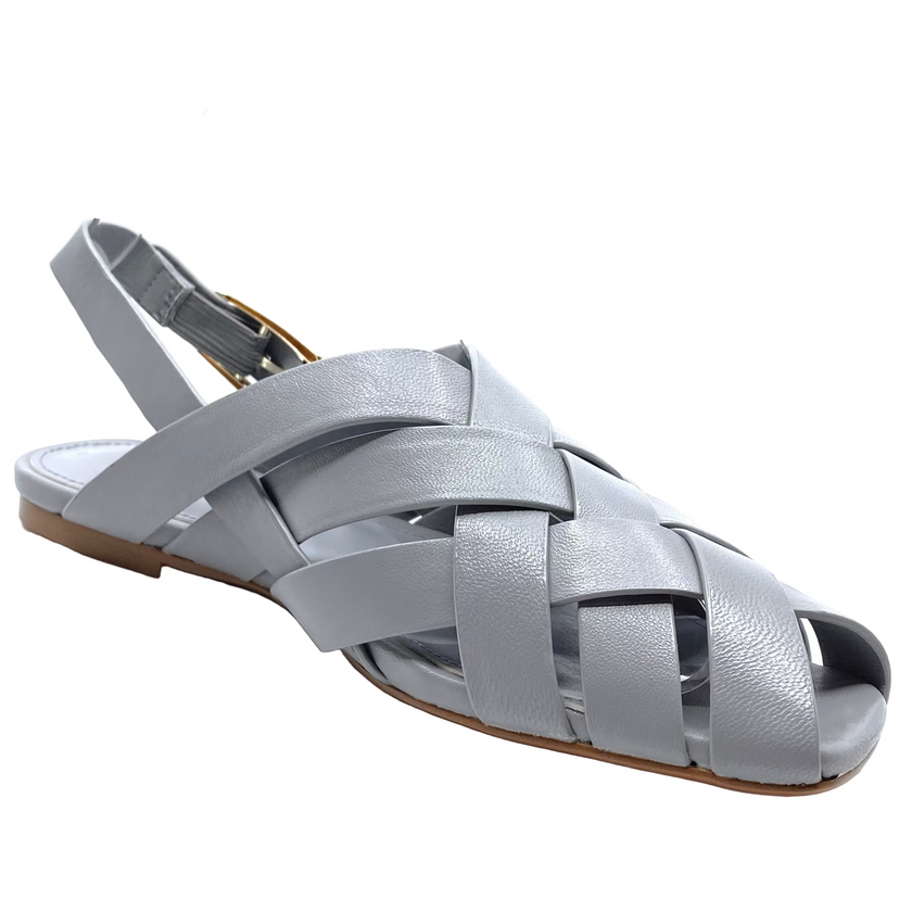 Mollini Brassy Fisherman Sandal Steel Leather