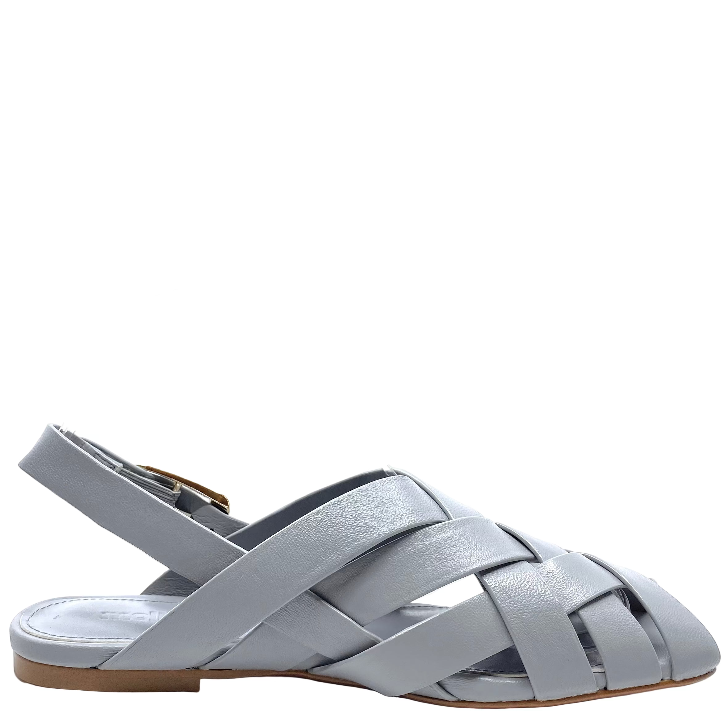 Mollini Brassy Fisherman Sandal Steel Leather