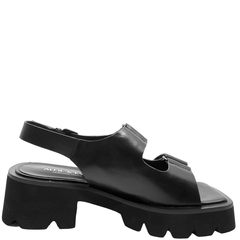 Alfie & Evie Dixie Black Flatform Sandals