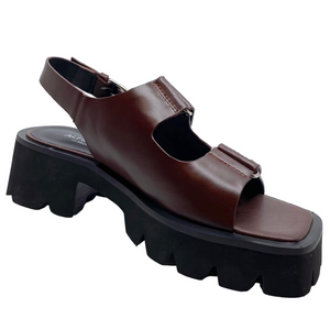 Alfie & Evie Dixie Brown Oiled Flatform Sandals