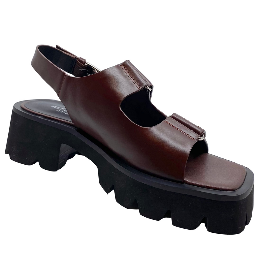 Alfie & Evie Dixie Brown Oiled Flatform Sandals