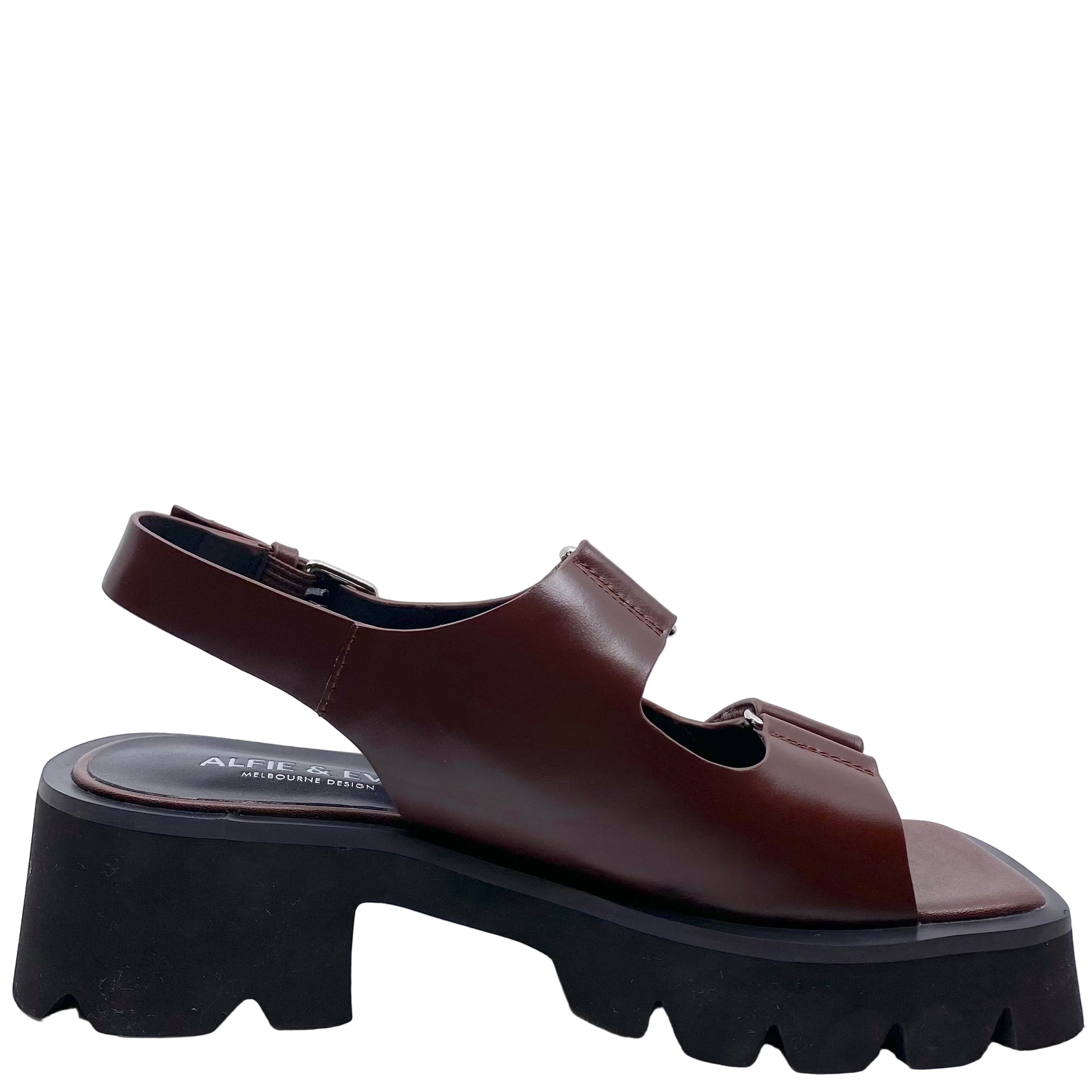 Alfie & Evie Dixie Brown Oiled Flatform Sandals