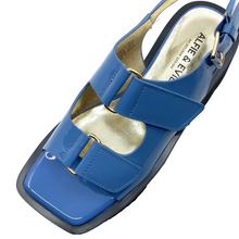 Load image into Gallery viewer, Alfie &amp; Evie Dixie Mosaic Blue Patent Leather Flatform Sandals
