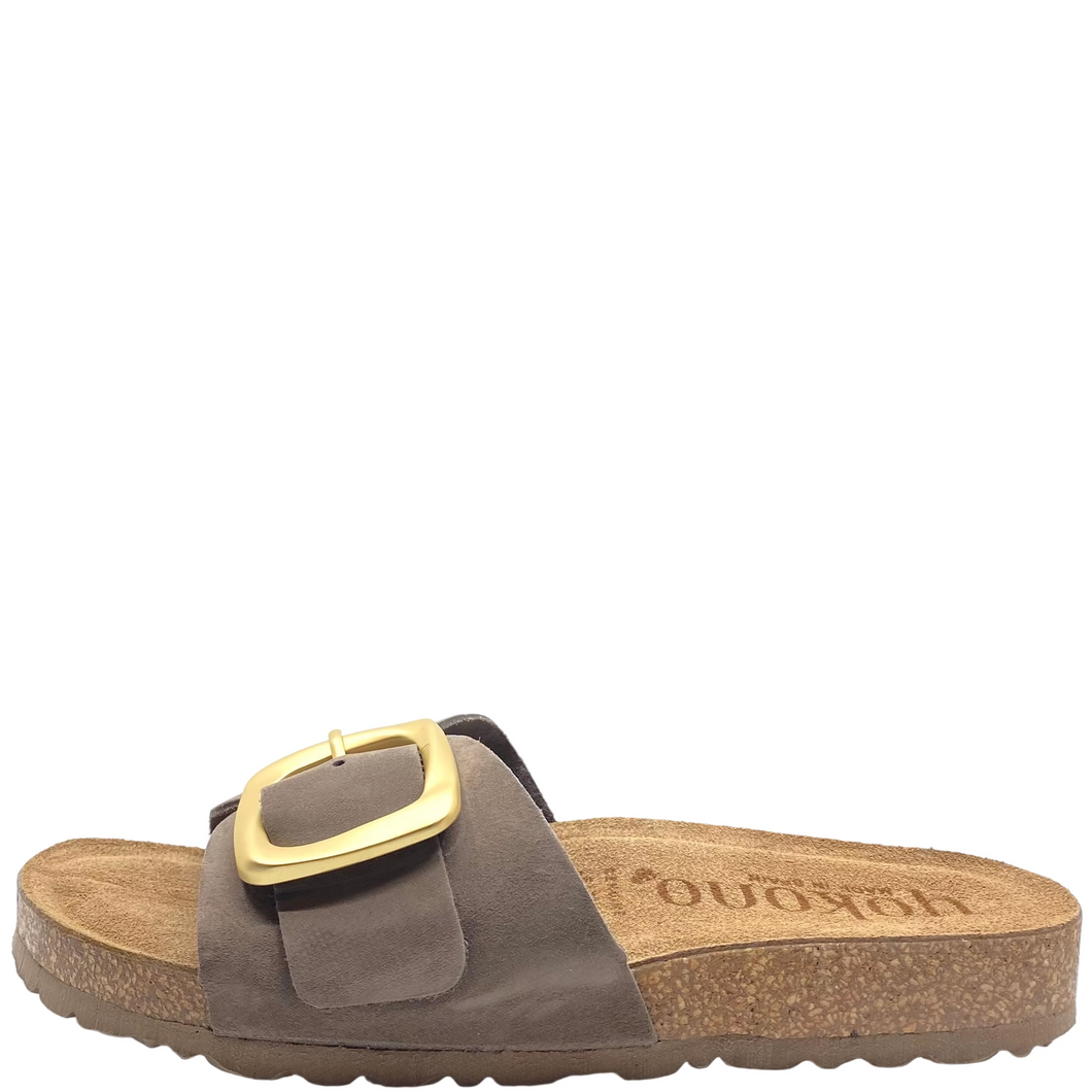 Yokono Jerba Slides Tobacco Nubuck Leather