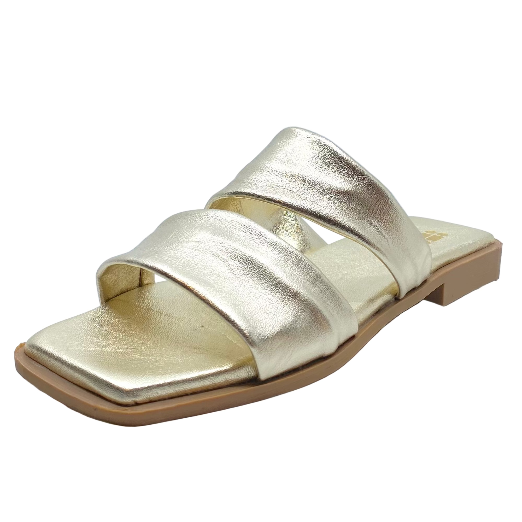 Nu by Neo Winnet Slides Platin Metallic Leather