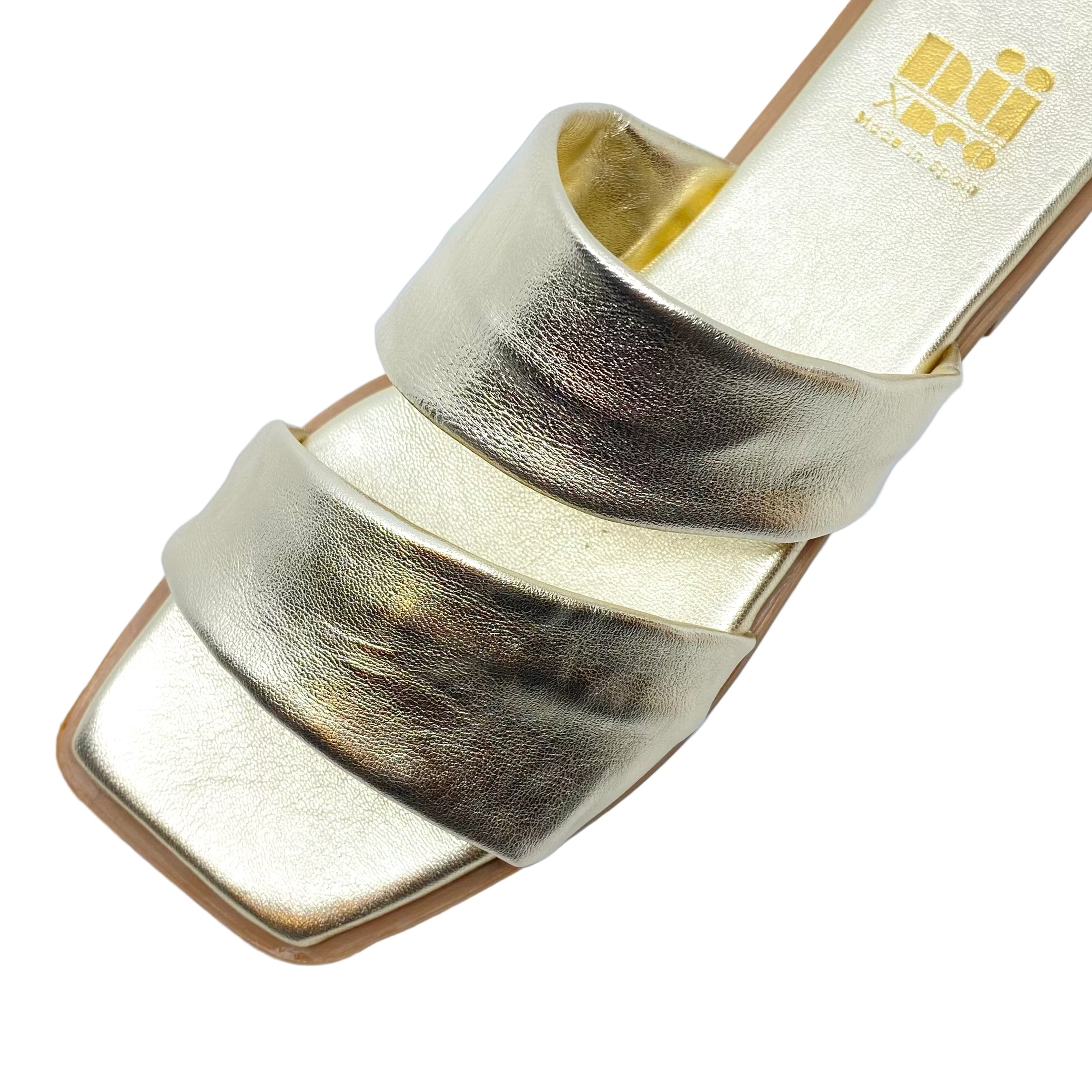 Nu by Neo Winnet Slides Platin Metallic Leather