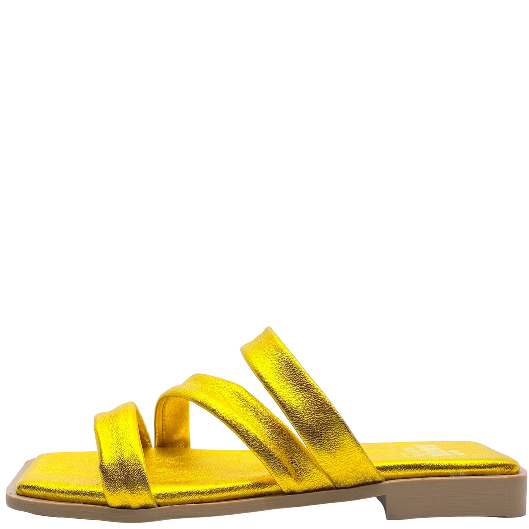 Nu by Neo Wilena Slides Amarillo Metallic Leather