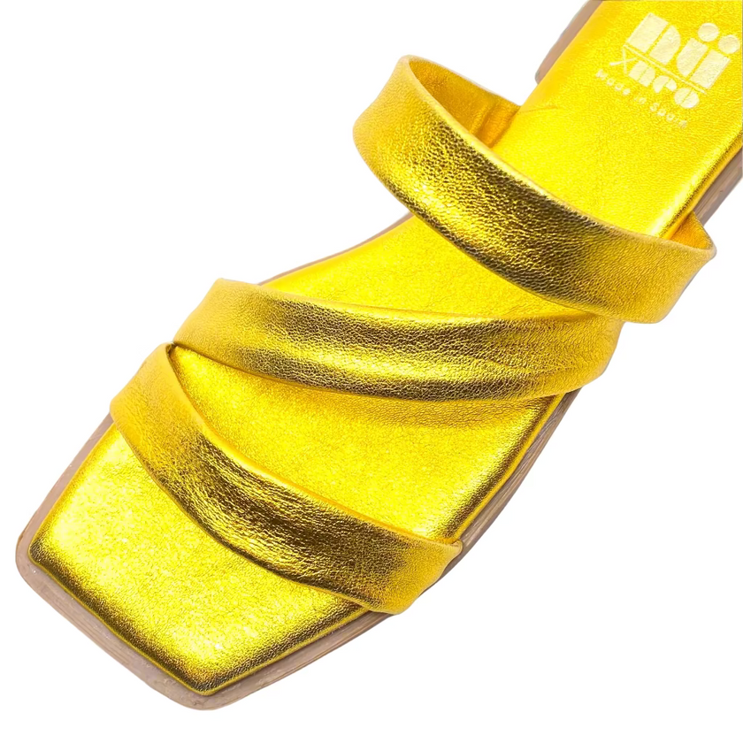 Nu by Neo Wilena Slides Amarillo Metallic Leather
