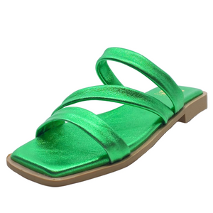 Nu by Neo Wilena Slides Verde Metallic Leather