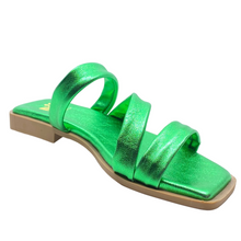 Load image into Gallery viewer, Nu by Neo Wilena Slides Verde Metallic Leather
