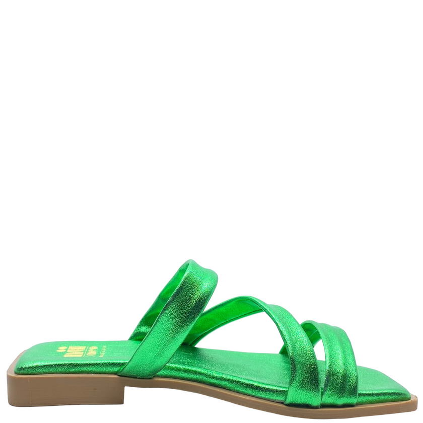 Nu by Neo Wilena Slides Verde Metallic Leather