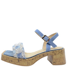 Load image into Gallery viewer, Alfie &amp; Evie Jezza Blue Suede Fabric Heels
