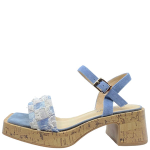 Alfie & Evie Jezza Blue Suede Fabric Heels