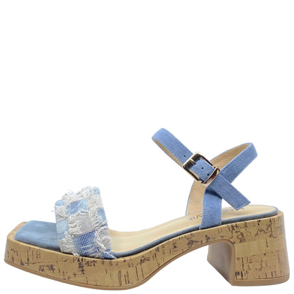 Alfie & Evie Jezza Blue Suede Fabric Heels