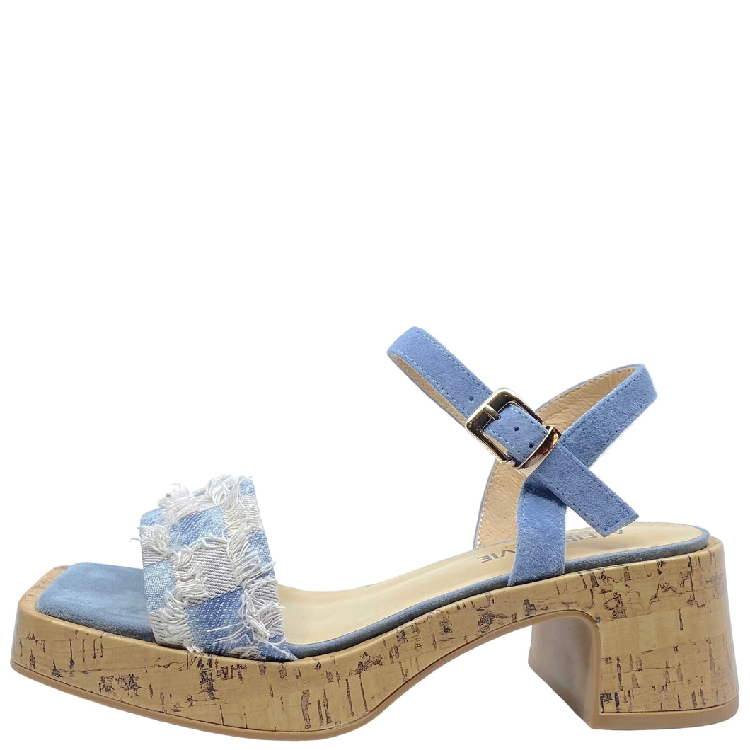 Alfie & Evie Jezza Blue Suede Fabric Heels