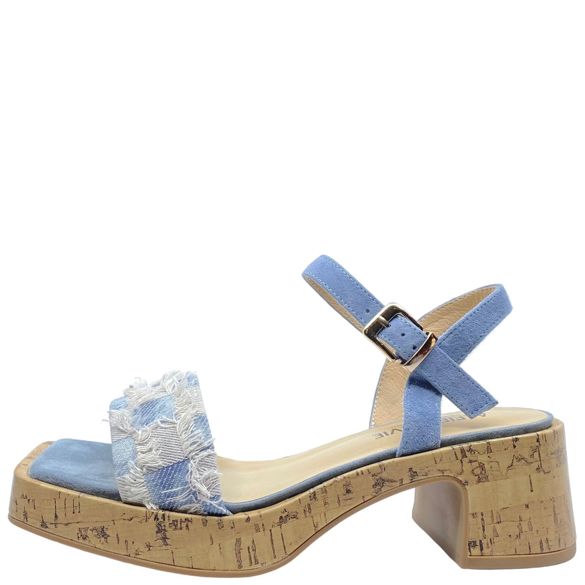 Alfie & Evie Jezza Blue Suede Fabric Heels