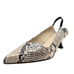 Top End Vini Slingback Kitten Heels Black & White Snake Leather