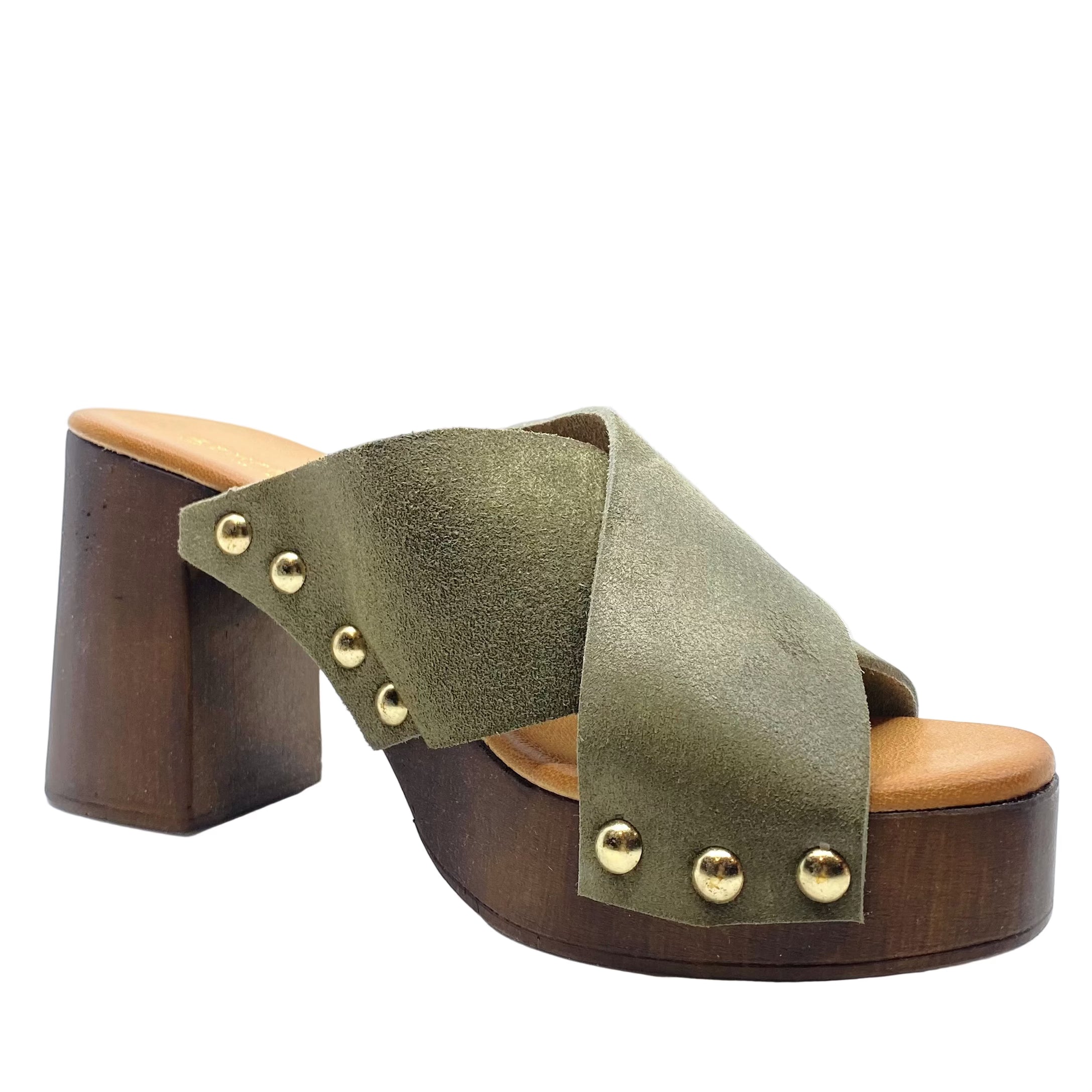 Sempre Di Camoscio Tango Platform Heels Khaki Suede
