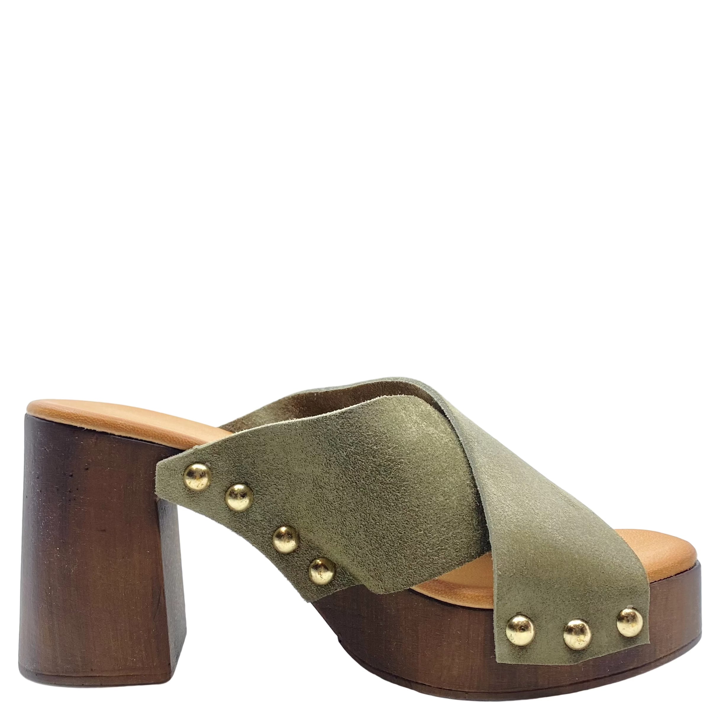 Sempre Di Camoscio Tango Platform Heels Khaki Suede