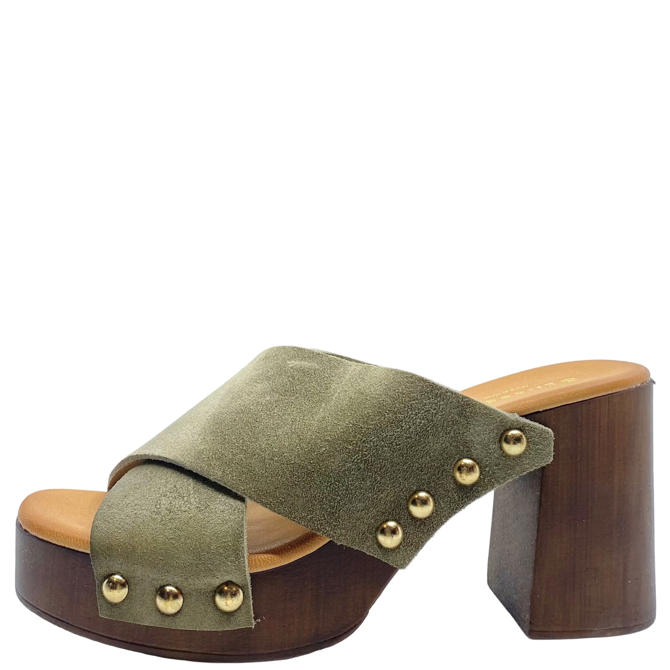 Sempre Di Camoscio Tango Platform Heels Khaki Suede