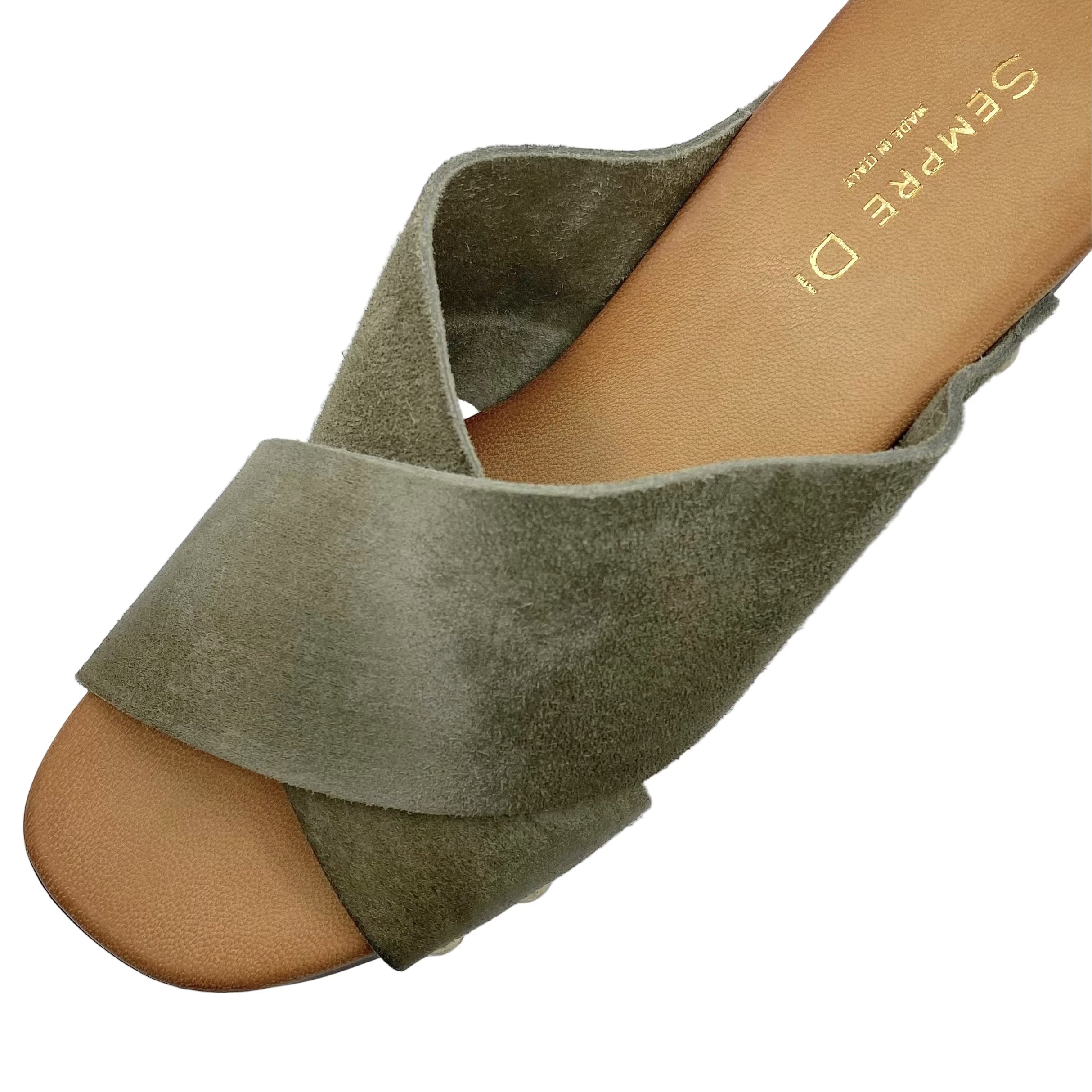 Sempre Di Camoscio Tango Platform Heels Khaki Suede