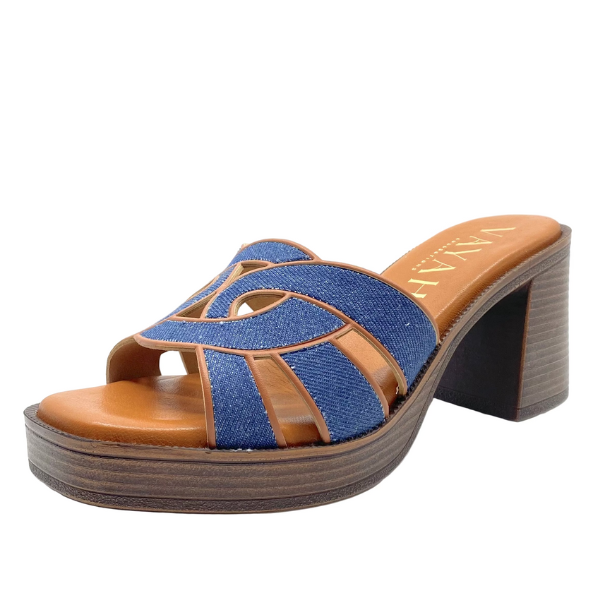 Vayah Alicia Platform Heels Navy Jeans