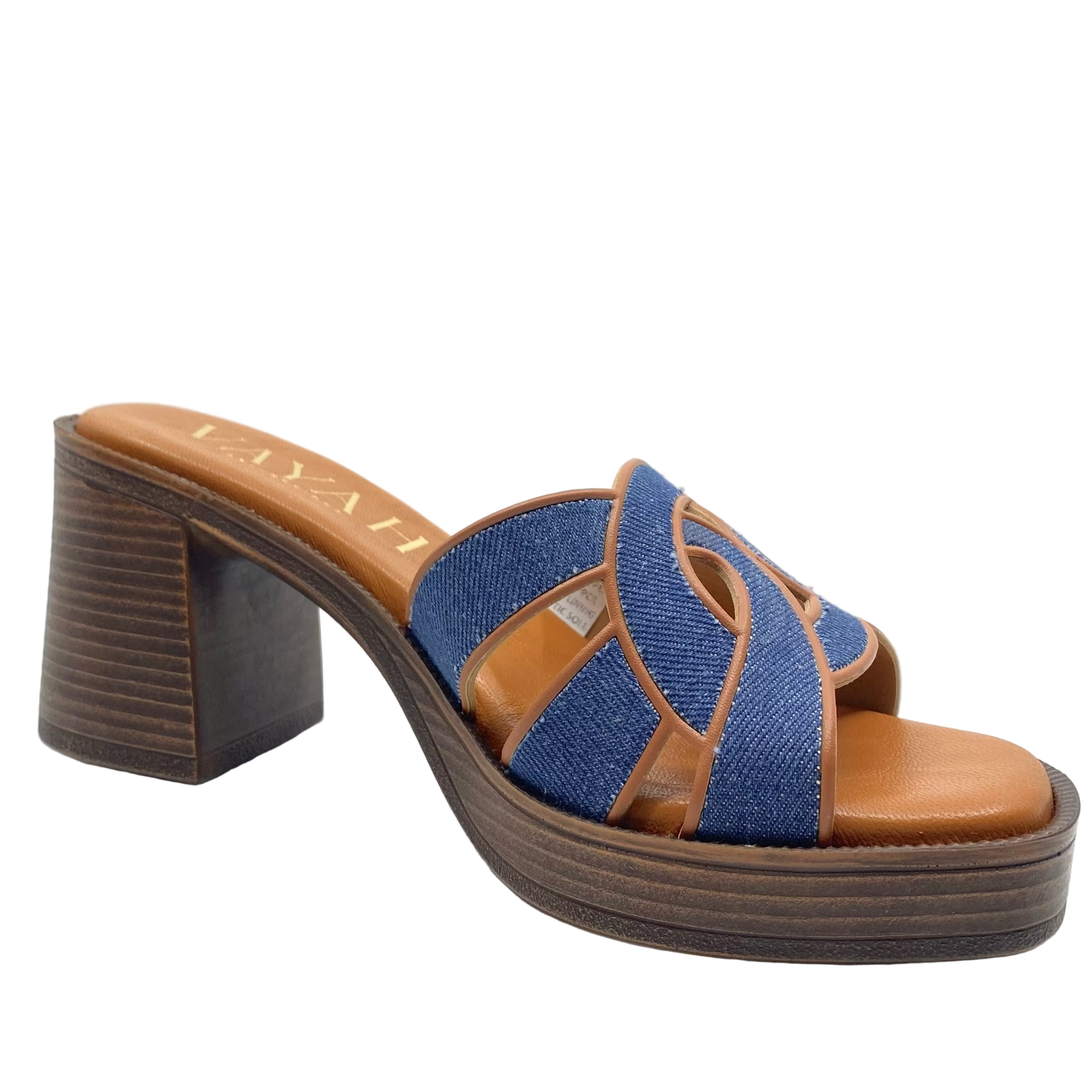 Vayah Alicia Platform Heels Navy Jeans