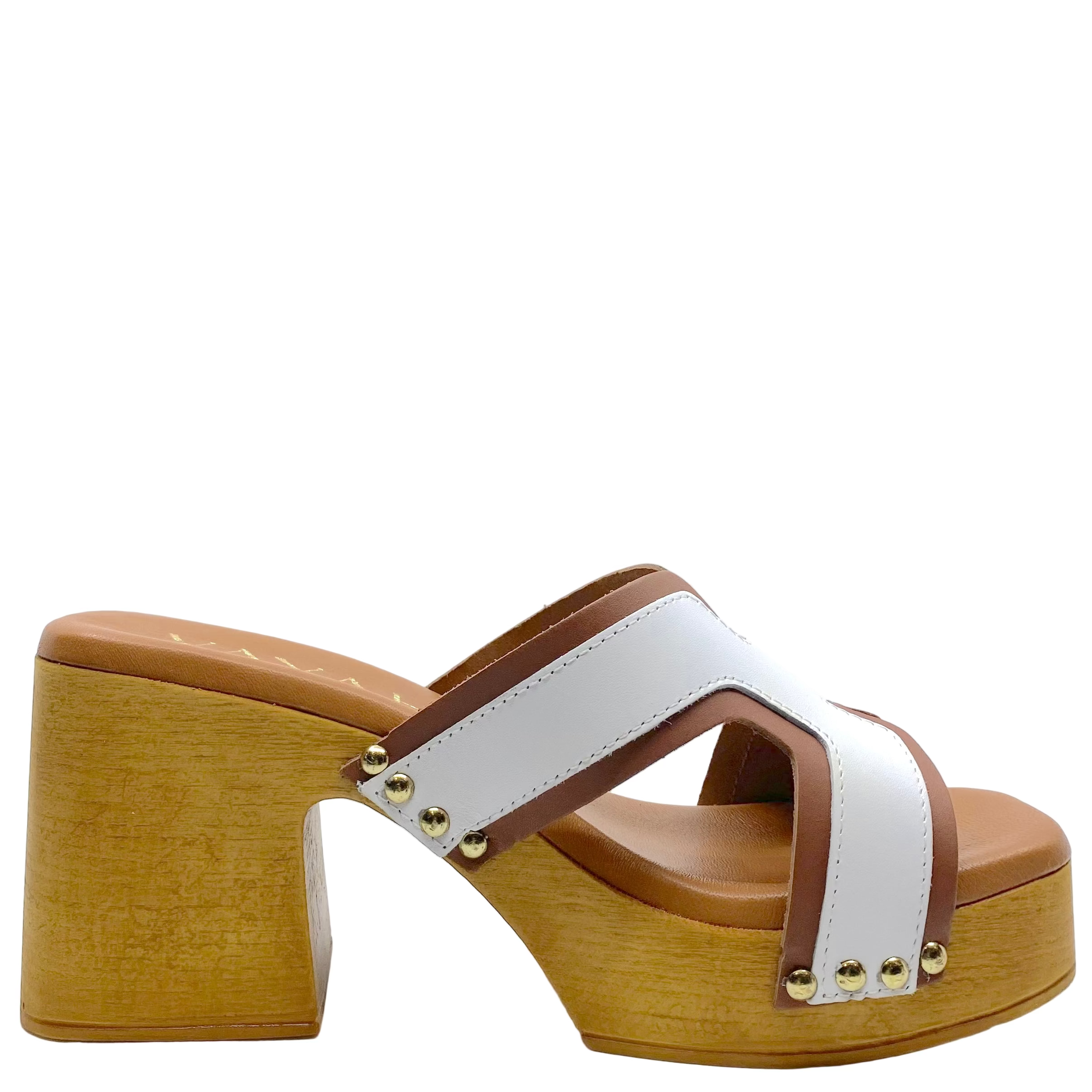 Vayah Ari Platform Heels White Combo Leather