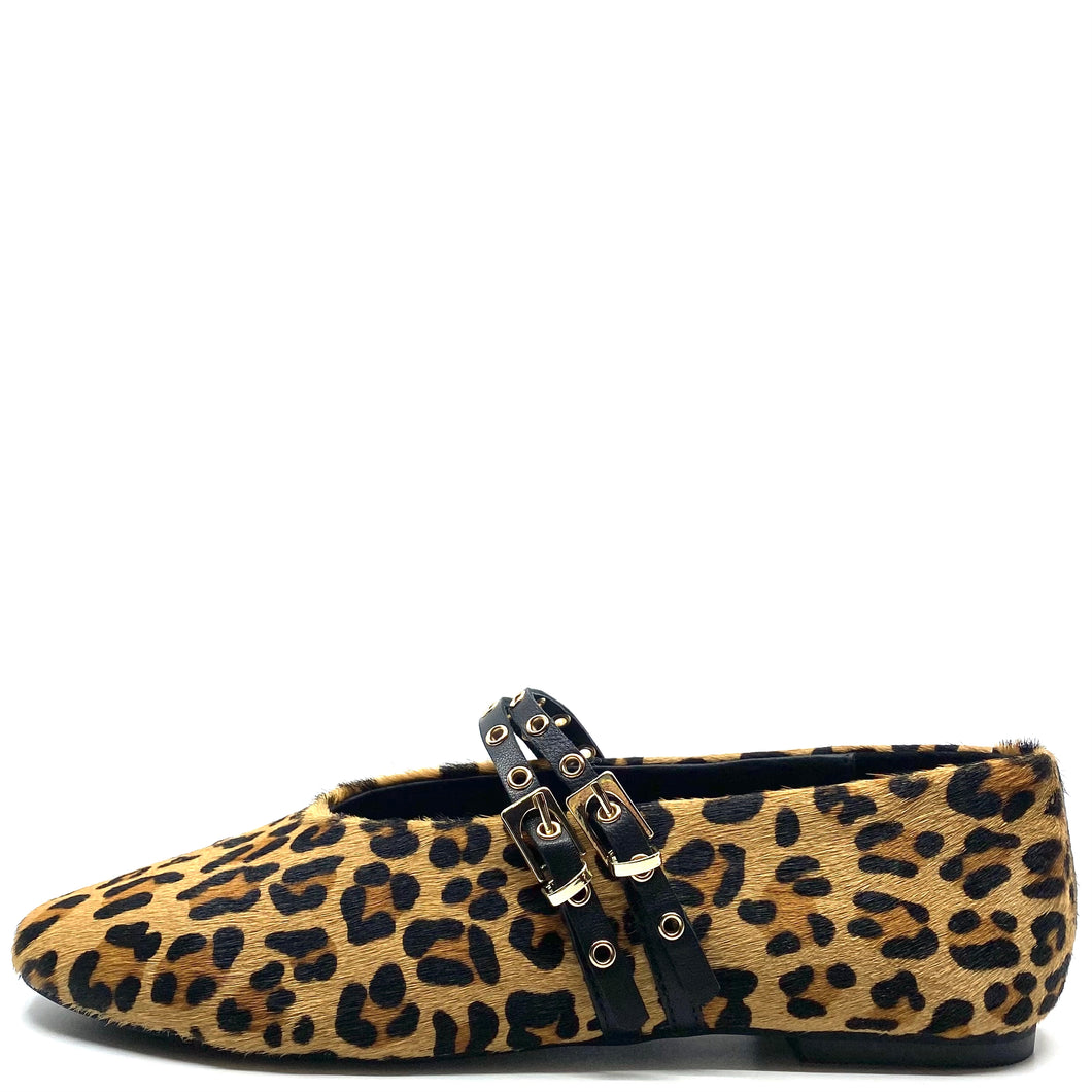 Mollini Haizell Leopard Pony Black Leather