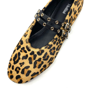 Mollini Haizell Leopard Pony Black Leather