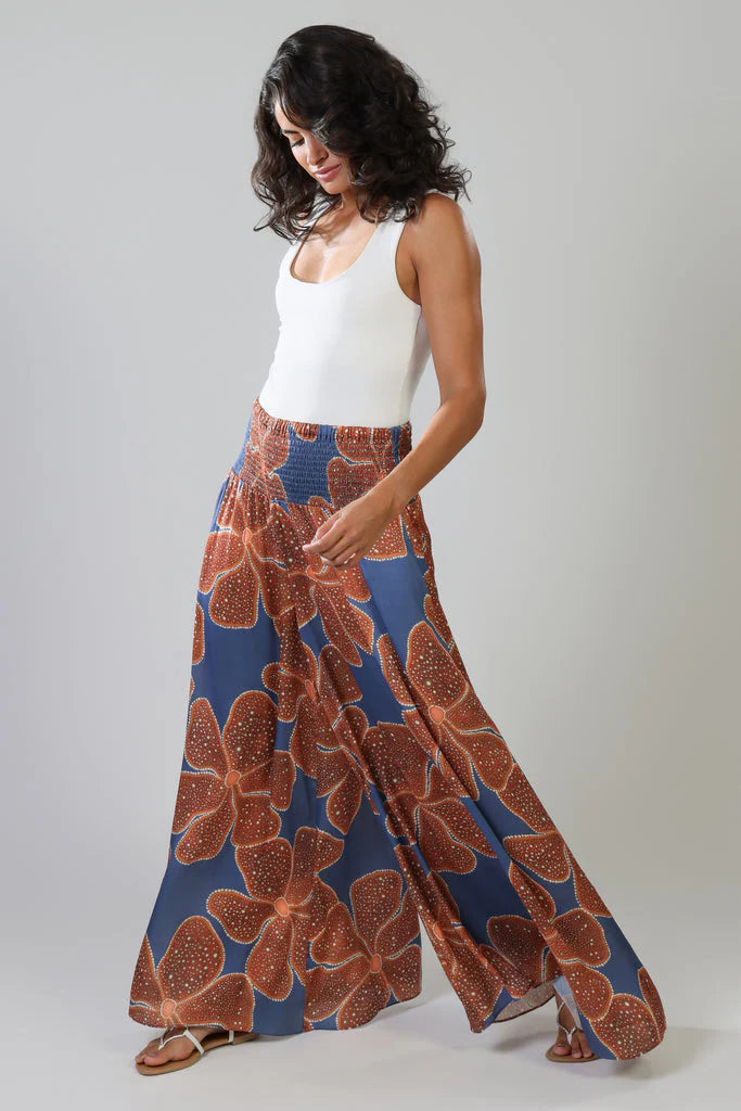 Traffic People Full Bloom Aurora Wide Leg Trousers Blue
