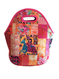 Anna Chandler Design Neoprene Lunch Bag Tangerine Patchwork